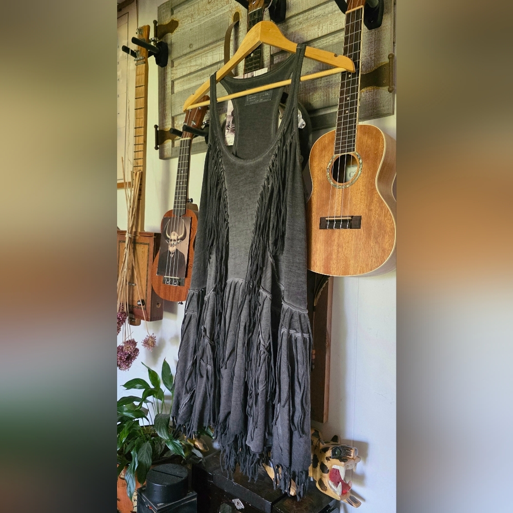 All Saints Distressed Gray Dress, Size 10